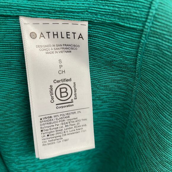Athleta Short Sleeve Button Up Echo Top in Dark Green Womens Size Small - Picture 5 of 7